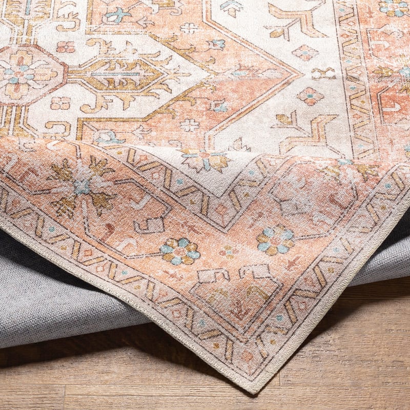 Livabliss Muirgen Traditional Medallion Machine Washable Area Rug
