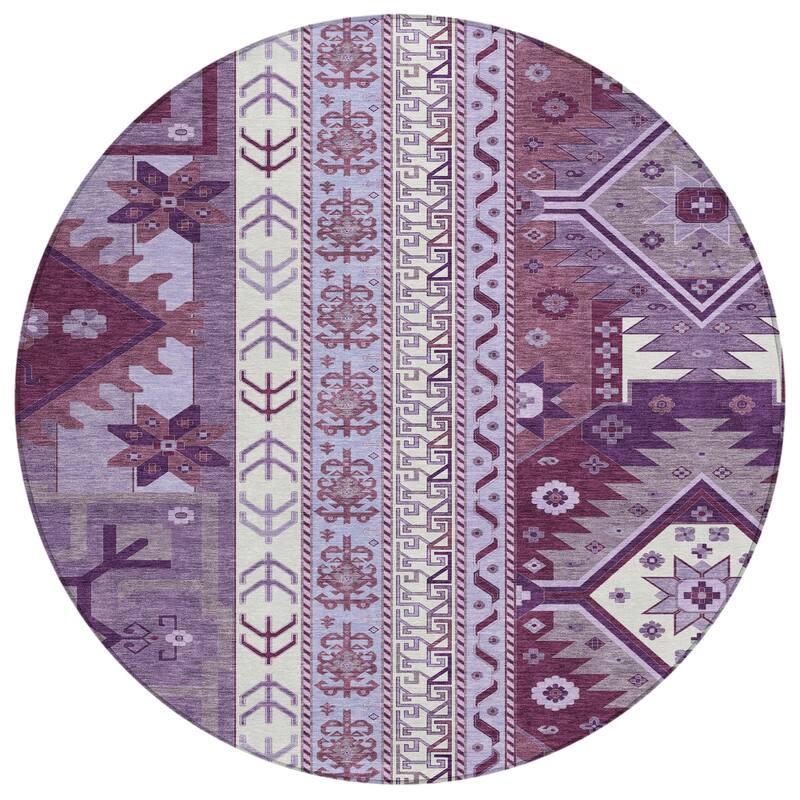 Machine Washable Indoor/ Outdoor Boho Tribal Chantille Rug
