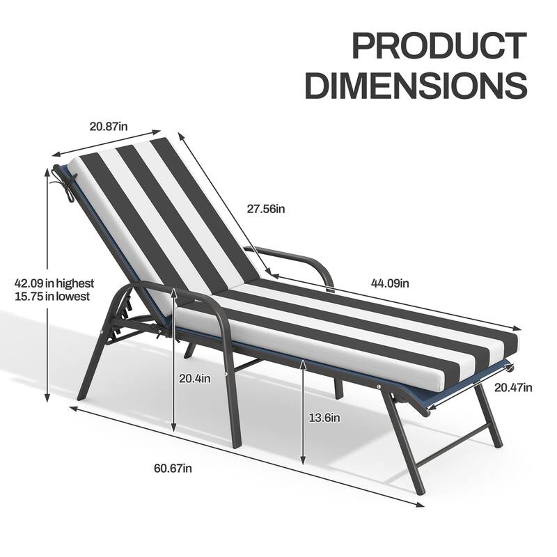 Outdoor Lounge Chairs Chaise Lounge Set with Adjustable Back and Cushions