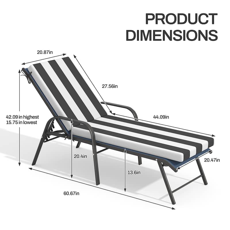 Pellebant Outdoor Adjustable Patio Chaise Lounge Chairs with Cushions