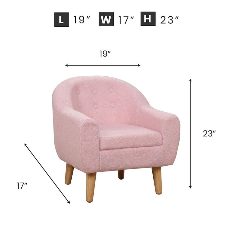 Aria Home Pink Kids Club Chair Plush Teddy Fabric Armchair for Kids