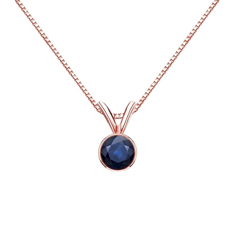 Auriya 14k Gold Blue Sapphire Solitaire Necklace 1/3ctw 6-Prong