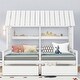 preview thumbnail 6 of 7, House-shaped Roof Frame Platform Beds with 2 Drawers for Boy Girl Shared Beds, Combination of 2 Side By Side Twin Beds, White