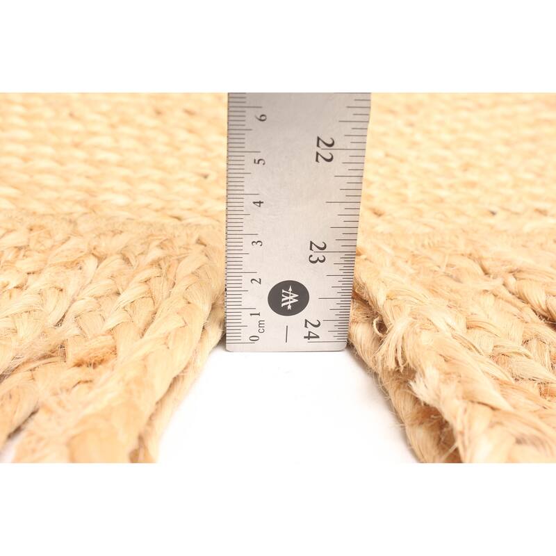 ECARPETGALLERY Braided Weave Palas Denizli Light Brown Jute Rug - 3'1 x 3'1