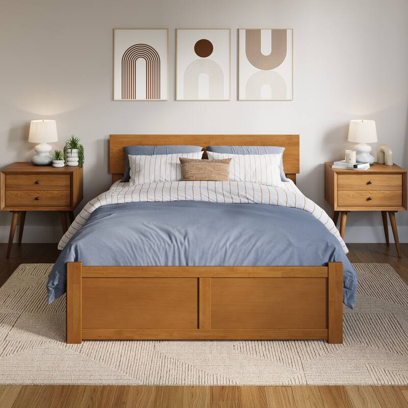 Orlando Platform Bed with Footboard and Twin Trundle Bed