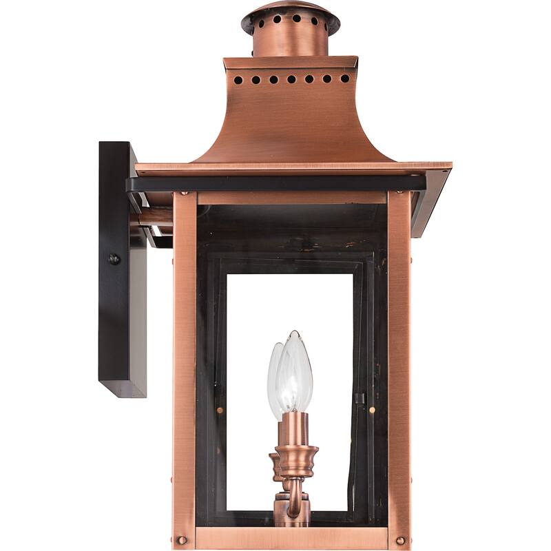 Chalmers 2-Light Outdoor Wall Lantern in Aged Copper