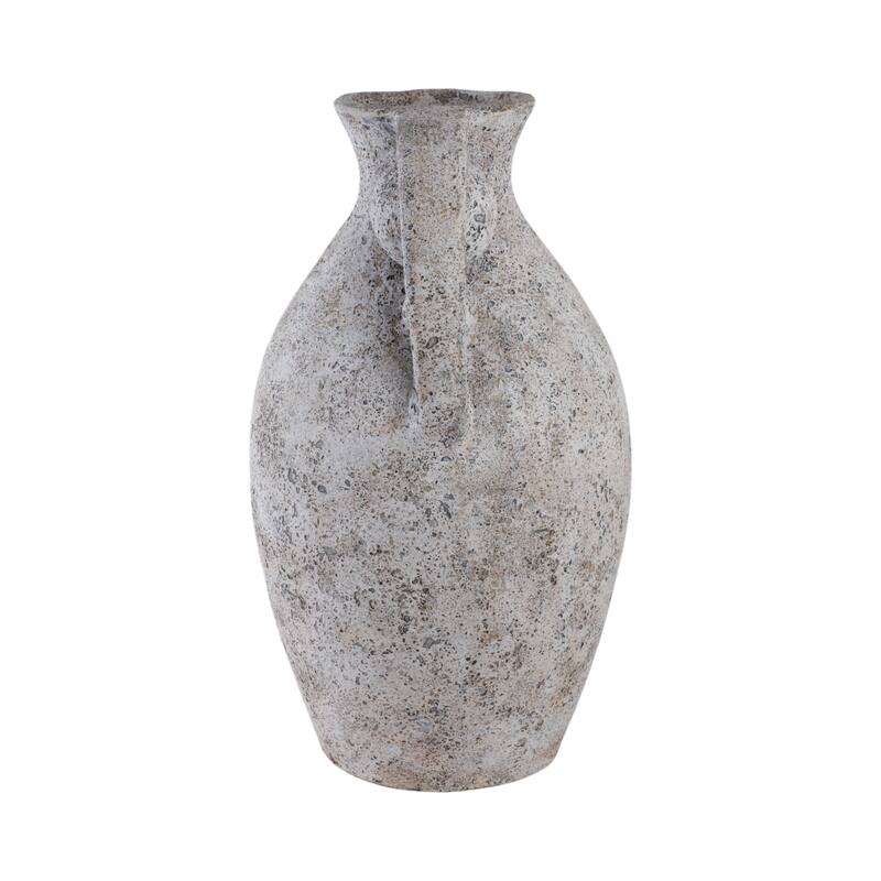 Terracotta Amphora Vase with Orbs Under Handles - Gray, 26"