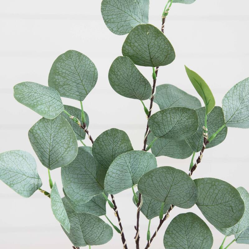 Battery Operated Pre-Lit Eucalyptus Artificial Stem Spray- 2' - Warm White LED Lights - Set of 3