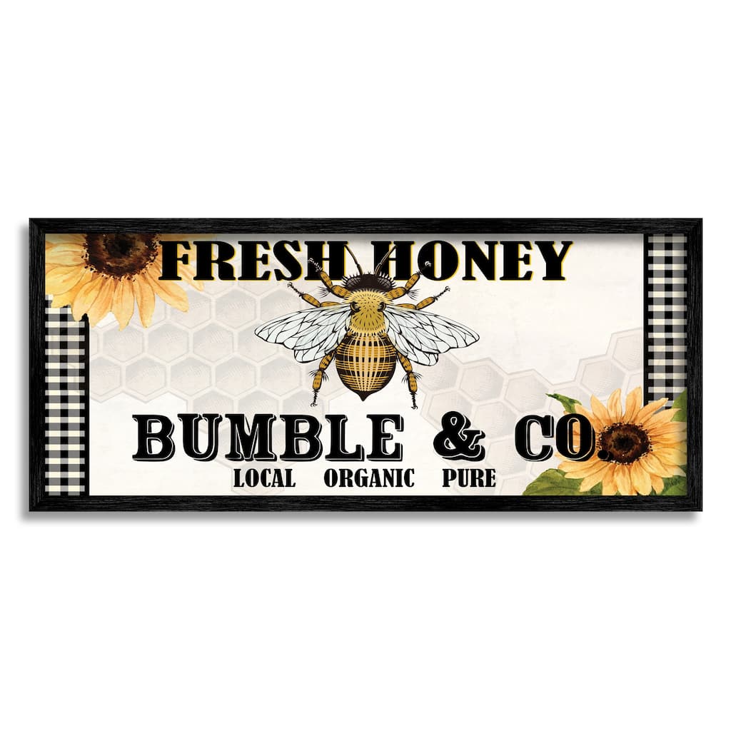 Stupell Fresh Honey Bumble & Co. Advertisement Sunflowers Bee Framed Wall Art - Yellow