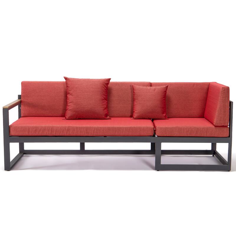 Chelsea 3-Piece Adjustable Headrest All-Weather Sectional Set in Aluminum Frame with Removable Cushion Covers for Indoor/Outdoor