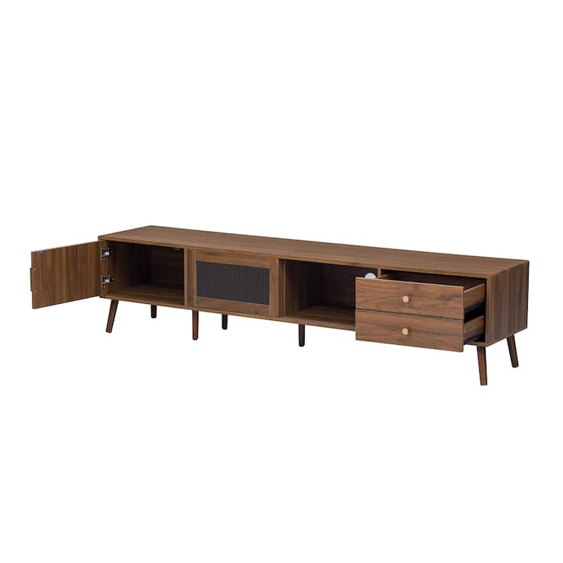 TV Stand Entertainment Center with Drawers, Storage Cabinet Media Console Table with Sliding Glass Doors