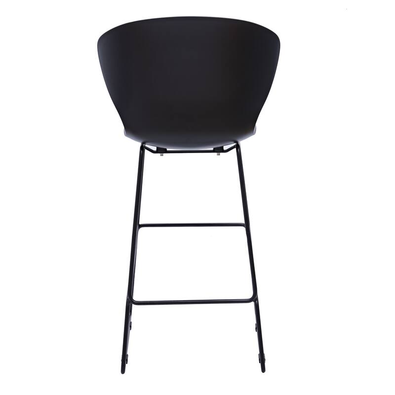 HomeRoots Set of Two 26" Black Heavy Duty Plastic and Metal Low Back Counter Height Bar Chairs