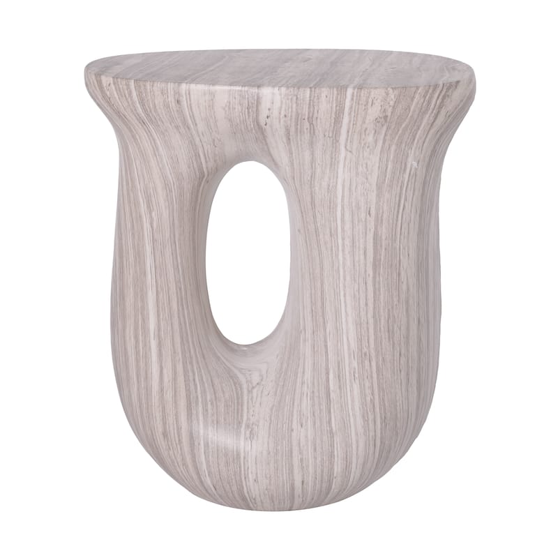 Christopher Knight Home - Modern Indoor/Outdoor 18.9"H U-Shaped Faux Marble MgO Accent Side Table with Unique Veining