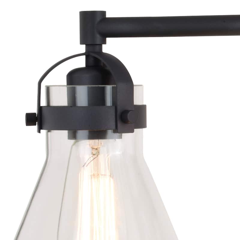 Mason Farmhouse Black Bathroom Vanity Light Fixture Clear Glass