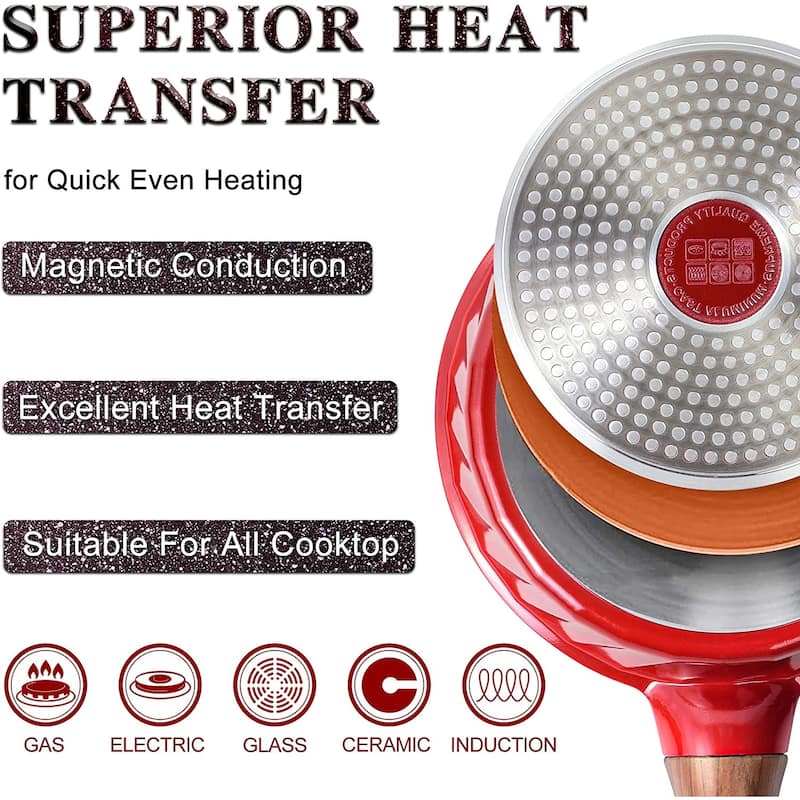 Induction Pots and Pans Set Nonstick Granite Kitchen Cookware Sets