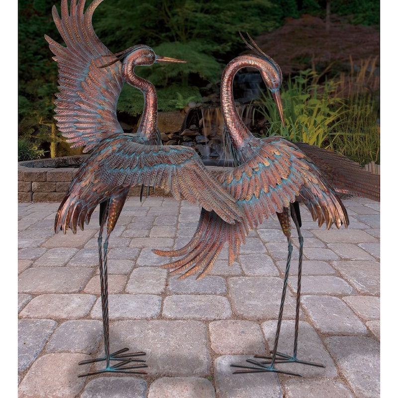 Copper Patina Heron 48" - Dancing - 37"x19"x48.5"