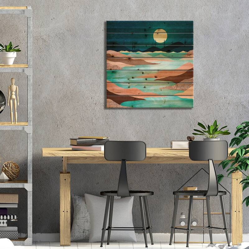 Desert Reservoir Print On Wood by SpaceFrog Designs - Multi-Color