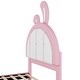 preview thumbnail 5 of 22, Twin Size Upholstered Platform Bed with Rabbit Shaped Headboard in Pink