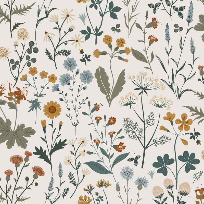 ESTA Home Fiore Blue Wildflowers Wallpaper - Multi-Color