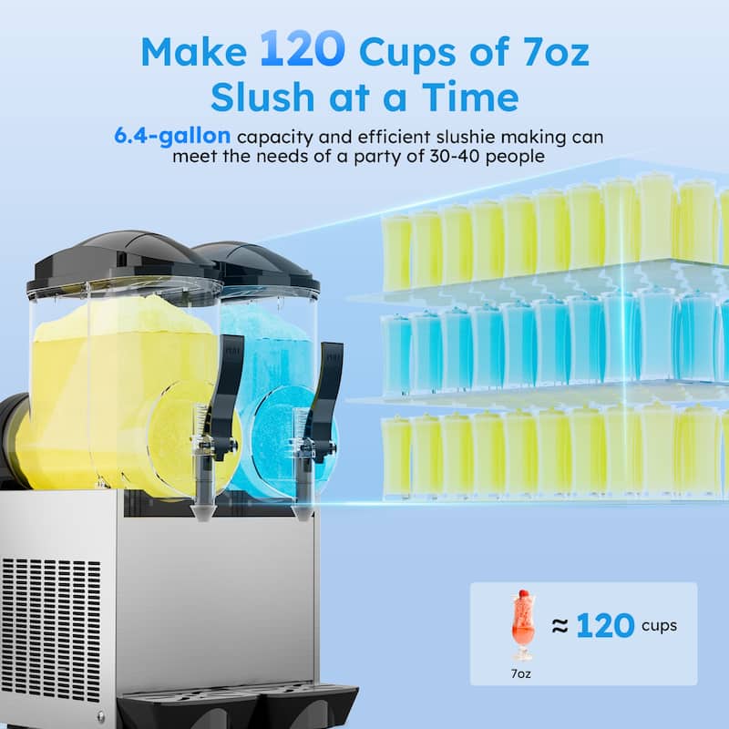Commercial Slushy Machine, 3L/6L/12L/24L/36L, Self-Cleaning, for Margaritas, Alcoholic Beverages, Smoothies, and Soft Ice Cream