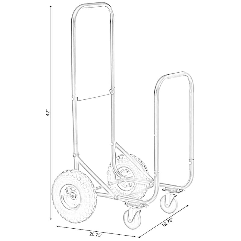 Black Firewood Rack Outdoor Indoor, Heavy Duty Firewood Carrier Wood