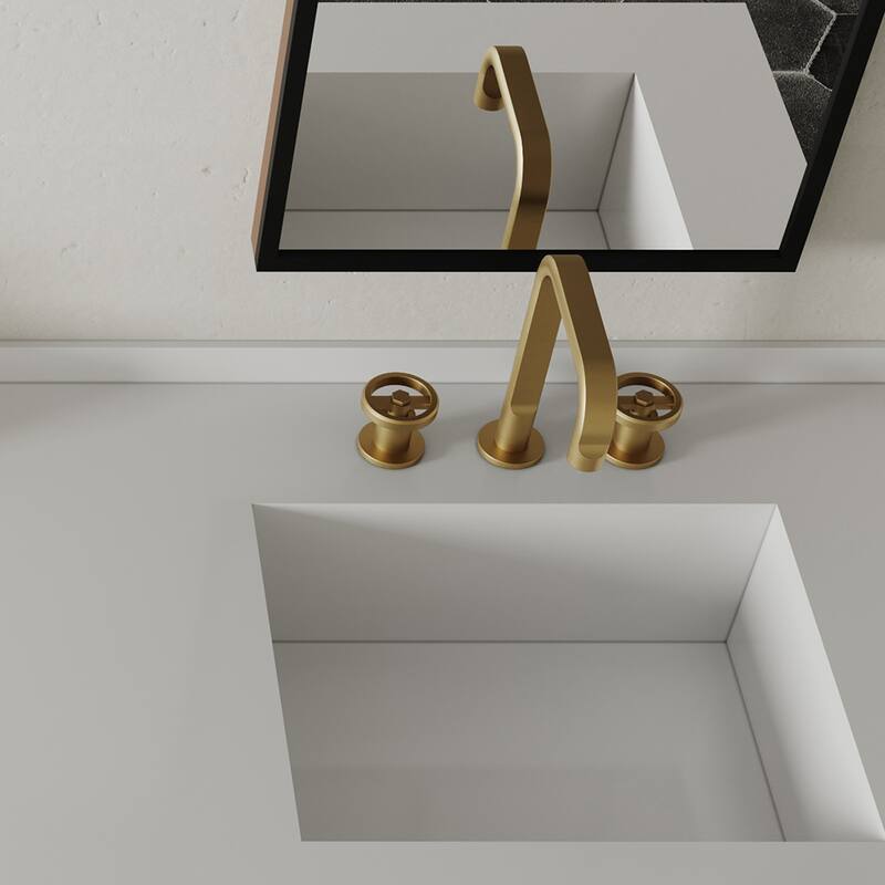 Widespread Bathroom Faucet with Industrial Round Handles Pop-Up Drain