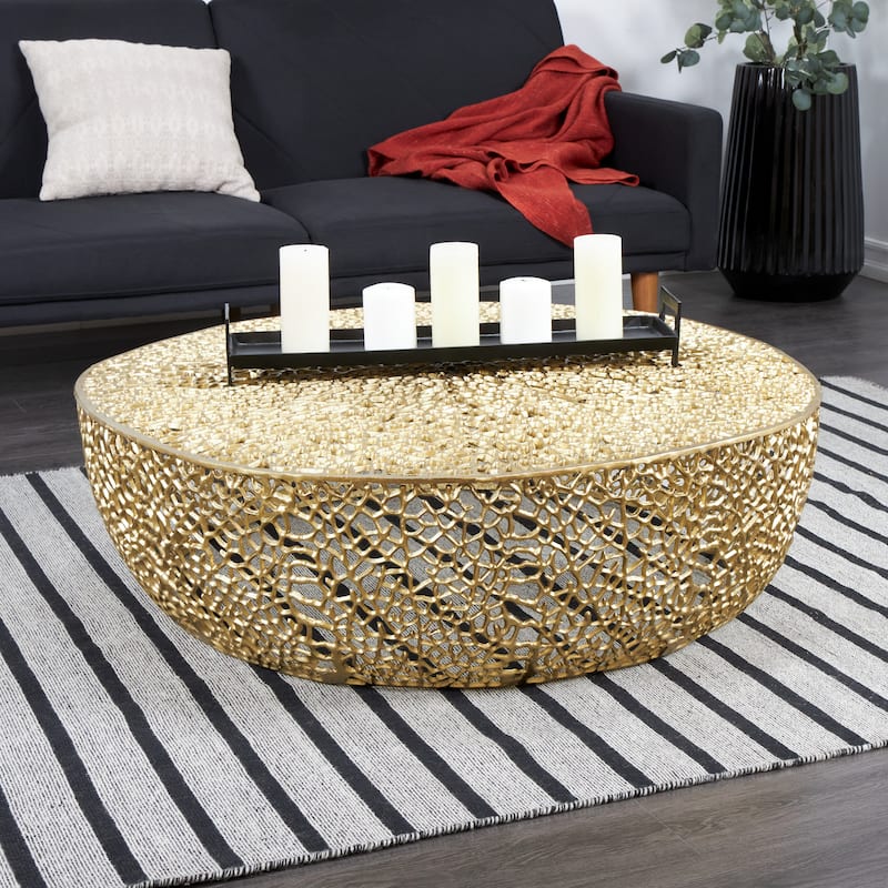 Aluminum Metal Coral Abstract Coffee Table - Silver or Gold - Roche River Decor