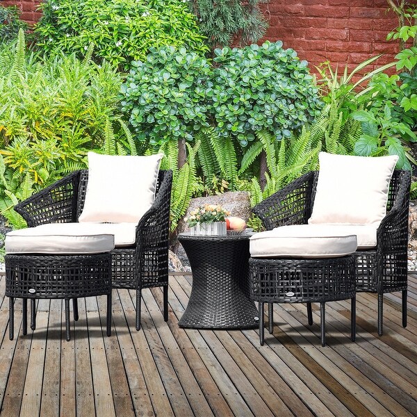 Shop Costway 5 Pcs Patio Furniture Dining Sets Leisure Set Rattan Seats Overstock 22349494