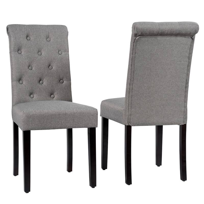 Costway Set of 2 Parsons Upholstered Fabric Chair with Wooden Legs