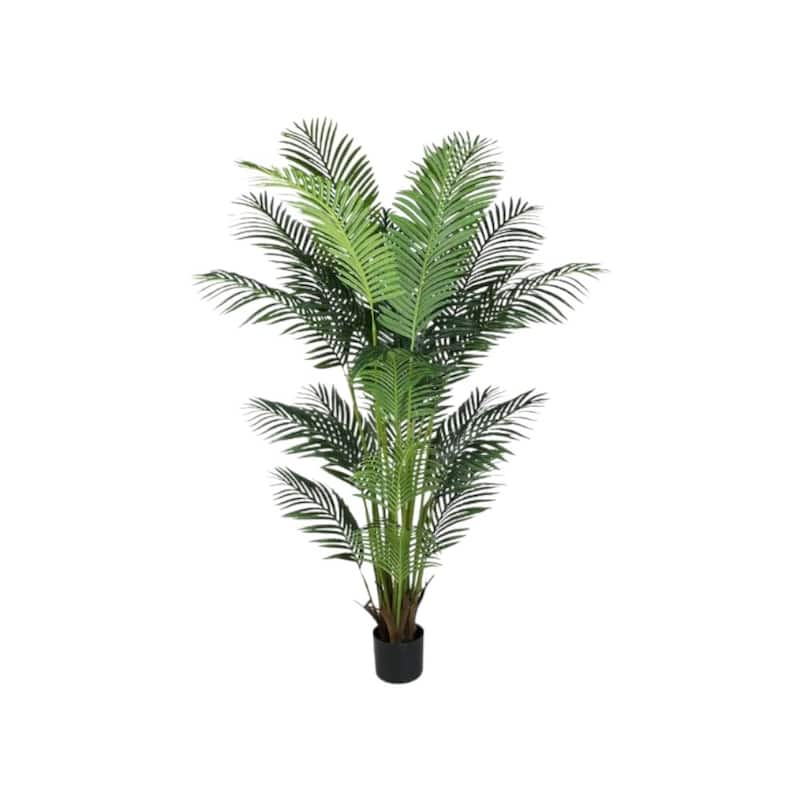 HomeRoots 73" Green Artificial Palm Tree in a Black Pot - 7.48 in. x 72.83 in. x 7.48 in.