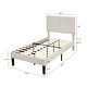 preview thumbnail 17 of 15, Javlergo Upholstered Platform Bed Frame with 2 USB Charging Station & Adjustable Headboard, Kids Bed Set of 2