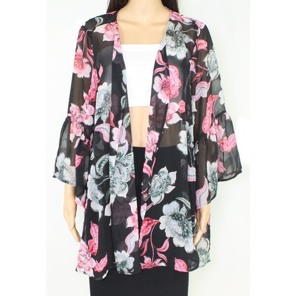 black floral print kimono