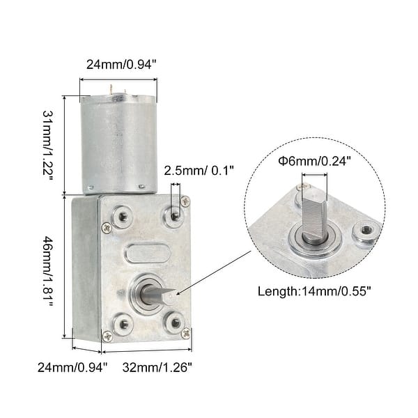 DC 24V 2RPM Turbo Worm Geared Motor 6mm D Shaft Reduction Electric