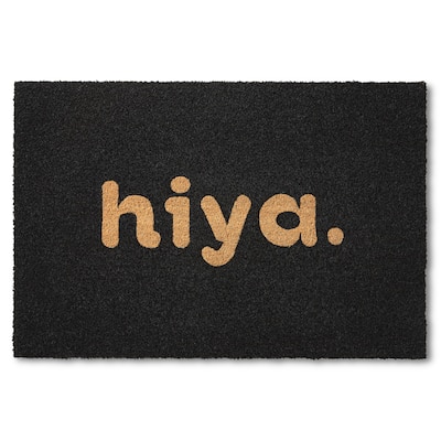 TOWN & COUNTRY TERRA Hiya Painted Welcome Outdoor Door Mat, Natural Coir Mat