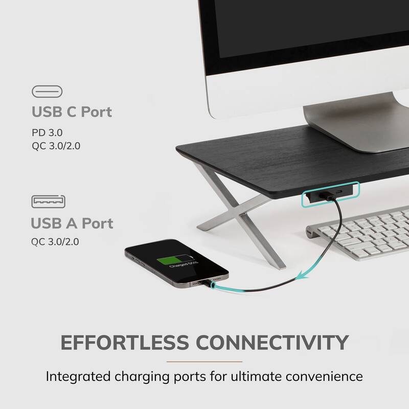 Jani Wood Monitor Stand Riser Desk - Ergonomic Design Stand, Desktop Organizer Table for Home, Office Workspace, Gaming Desk