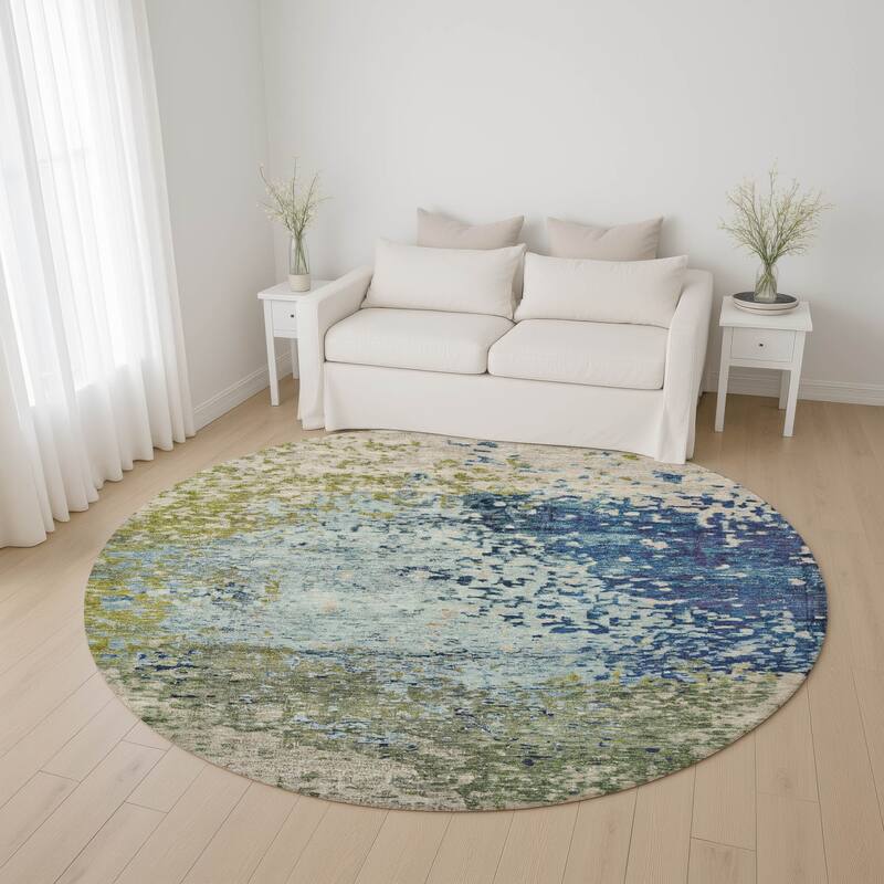 Premium Washable Super Soft Abstract Solid Mayfield Rug - Blue - 8' x 8'
