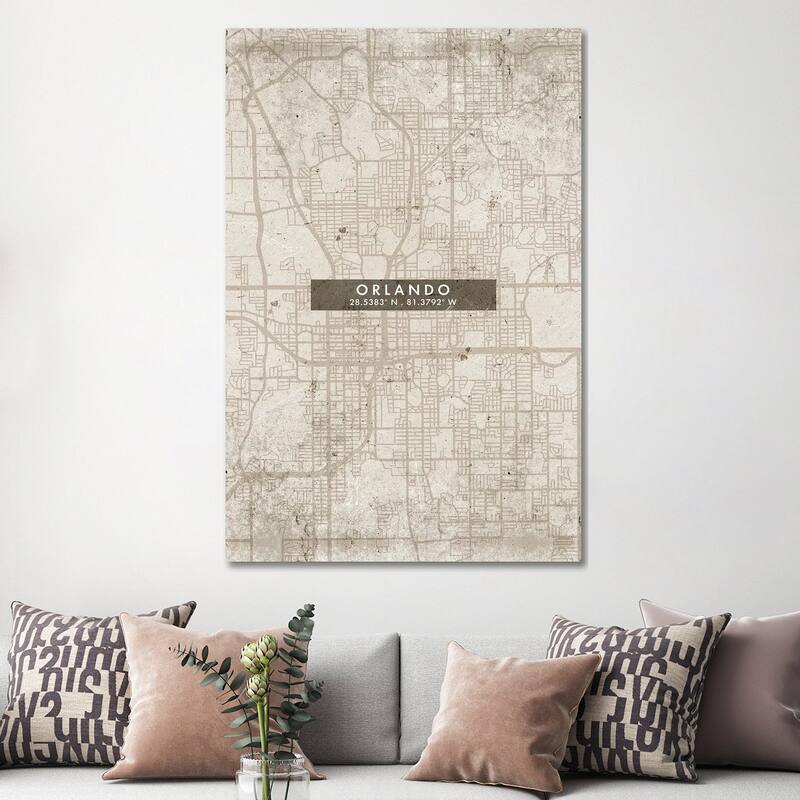 iCanvas "Orlando City Map Abstract Style" by WallDecorAddict Canvas Print