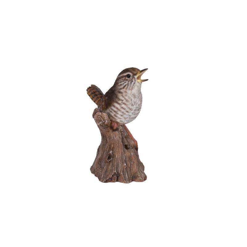 5.25" Brown Motion Activated Singing Troglodyte Stump Figurine