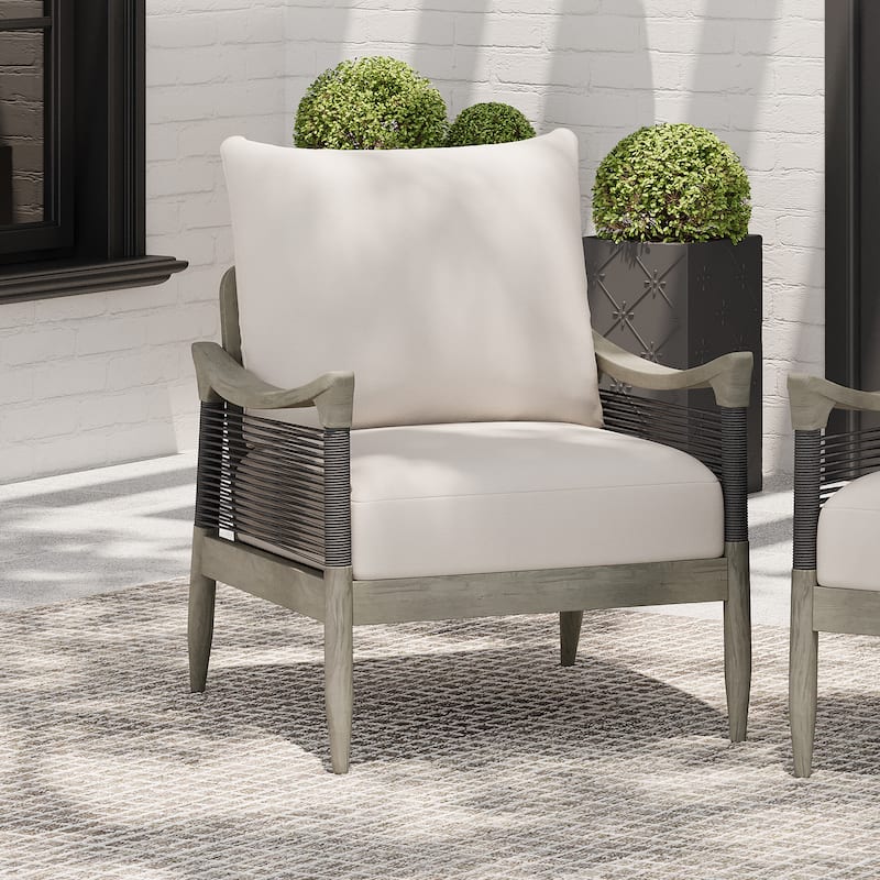 Christopher Knight Home - Riviera Acacia Wood Patio Club Chair with Woven Rope Accents
