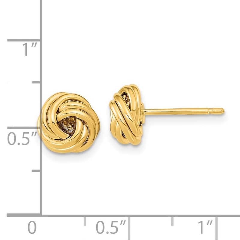 Curata 14k Yellow Gold Polished 9mm Love Knot Post Earrings