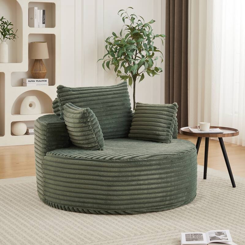 Corduroy Sponge single sofa,No Assembly Required,Fluffy Modern Sleeper Chair for Living room, Bedroom