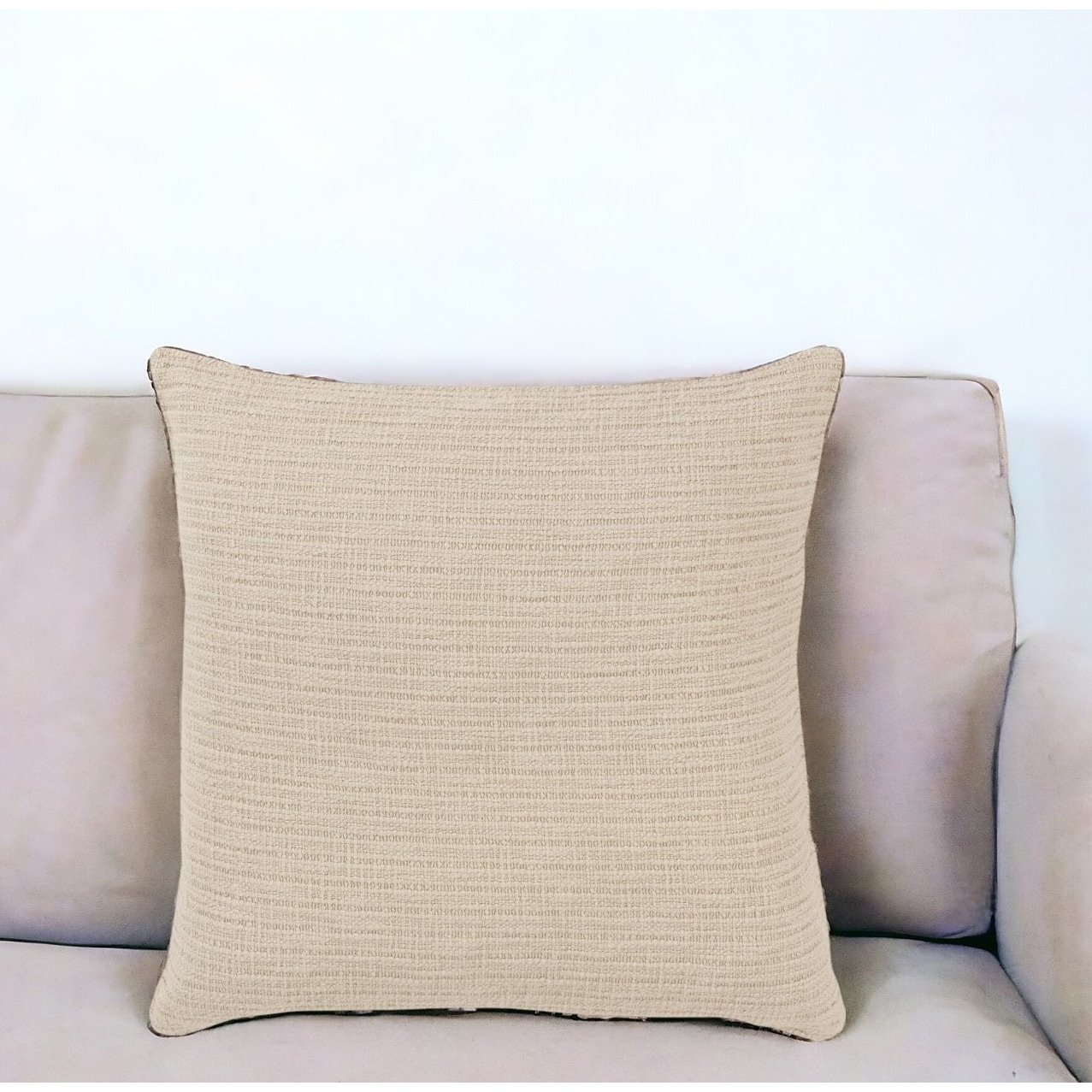 22" Natural Striped Cotton Throw Pillow