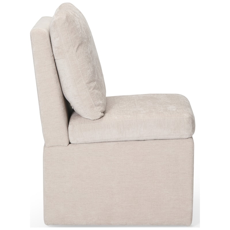 Stansberry Chenille Upholstered Dining Chair with Lift-Top Seat Storage and Caster Wheels (Set of 4)