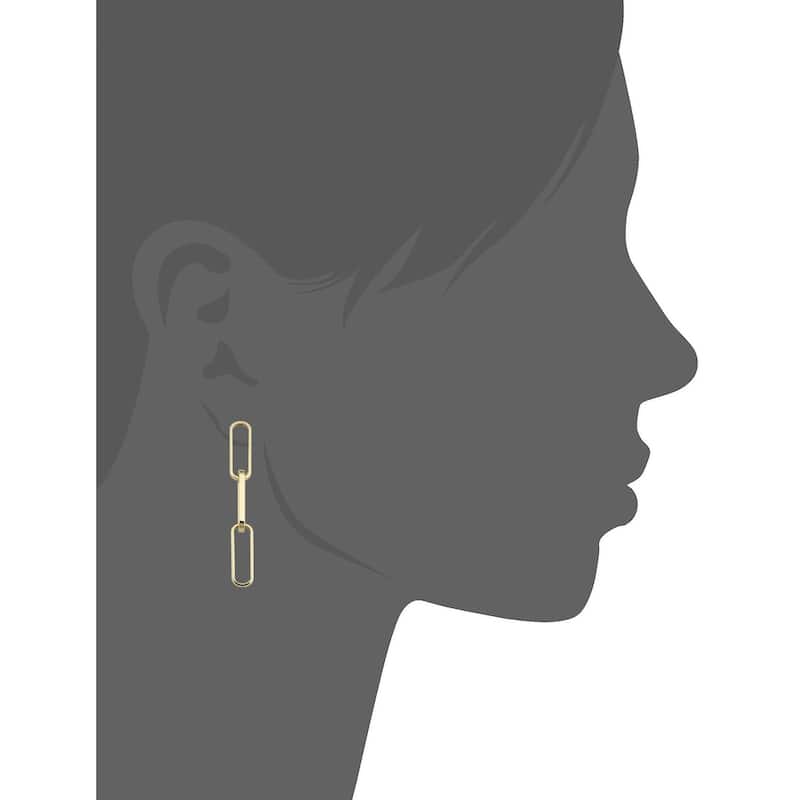 14k Yellow Gold Polished Paper Clip Dangle Earrings (1.7 inches)
