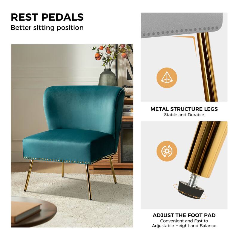 Celtia Modern Velvet Accent Side Chair with Nailhead Trim by HULALA HOME