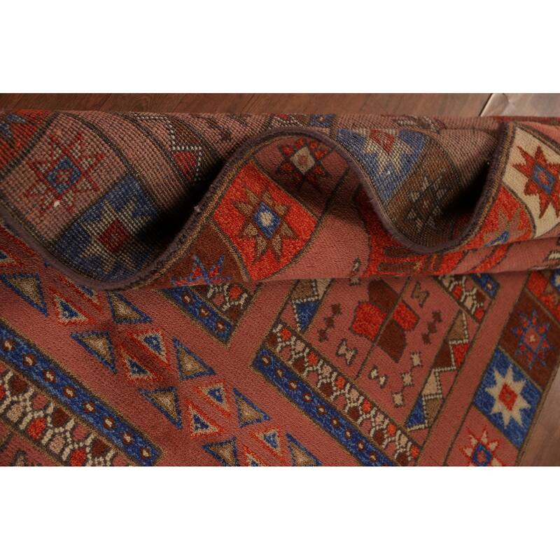 Tribal Kazak Indian Runner Rug Hand-Knotted Wool Carpet - 3'11"x 9'10"
