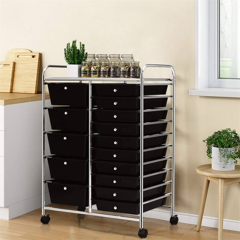 15 Drawer Storage Drawer Cart - 14.5"D x 25"W x 34.5"H
