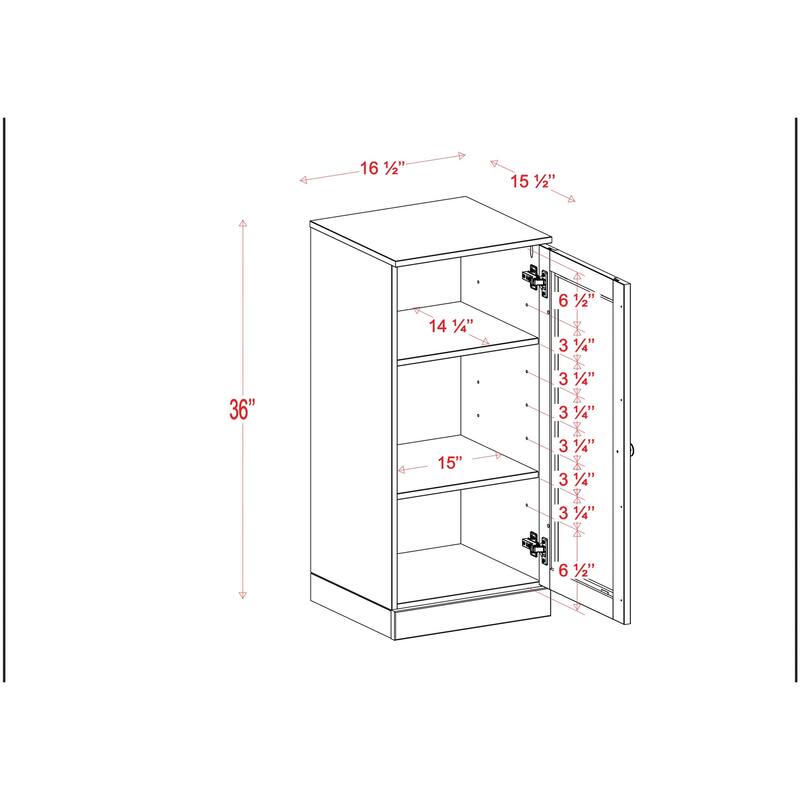 Palace Imports 100% Solid Wood 3-Shelf Bookcase with Raised Panel Door and Adjustable Shelves