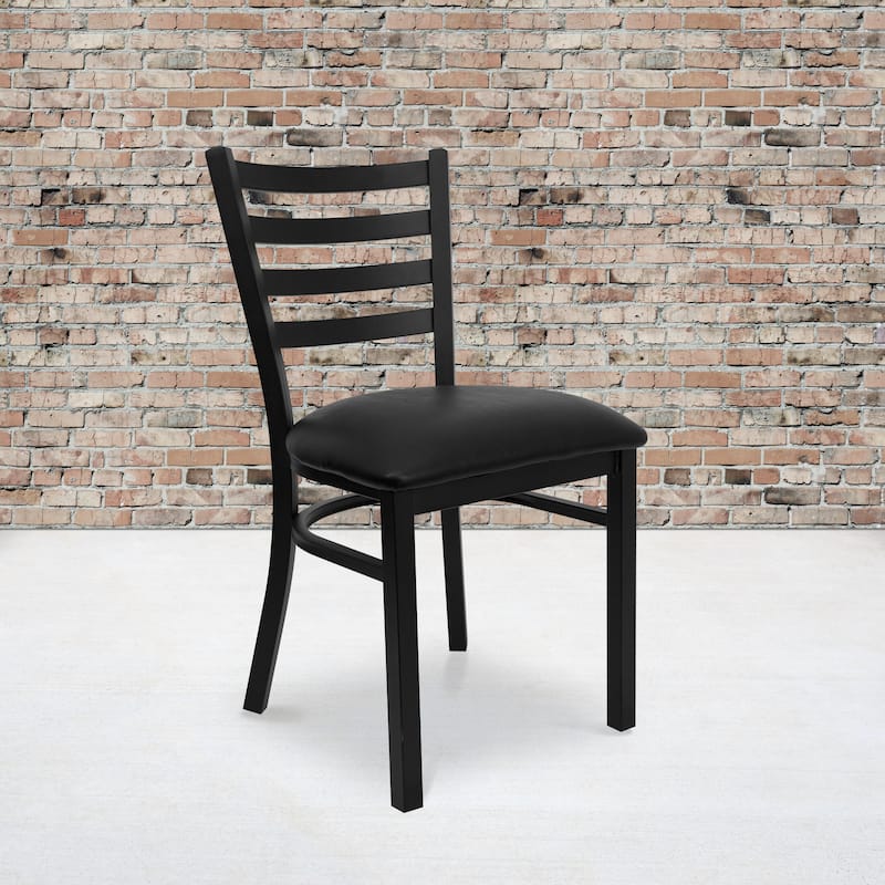 Commercial Grade Modern Metal Ladder Back Restaurant Dining Chair - 16.5"W x 17"D x 32.25"H
