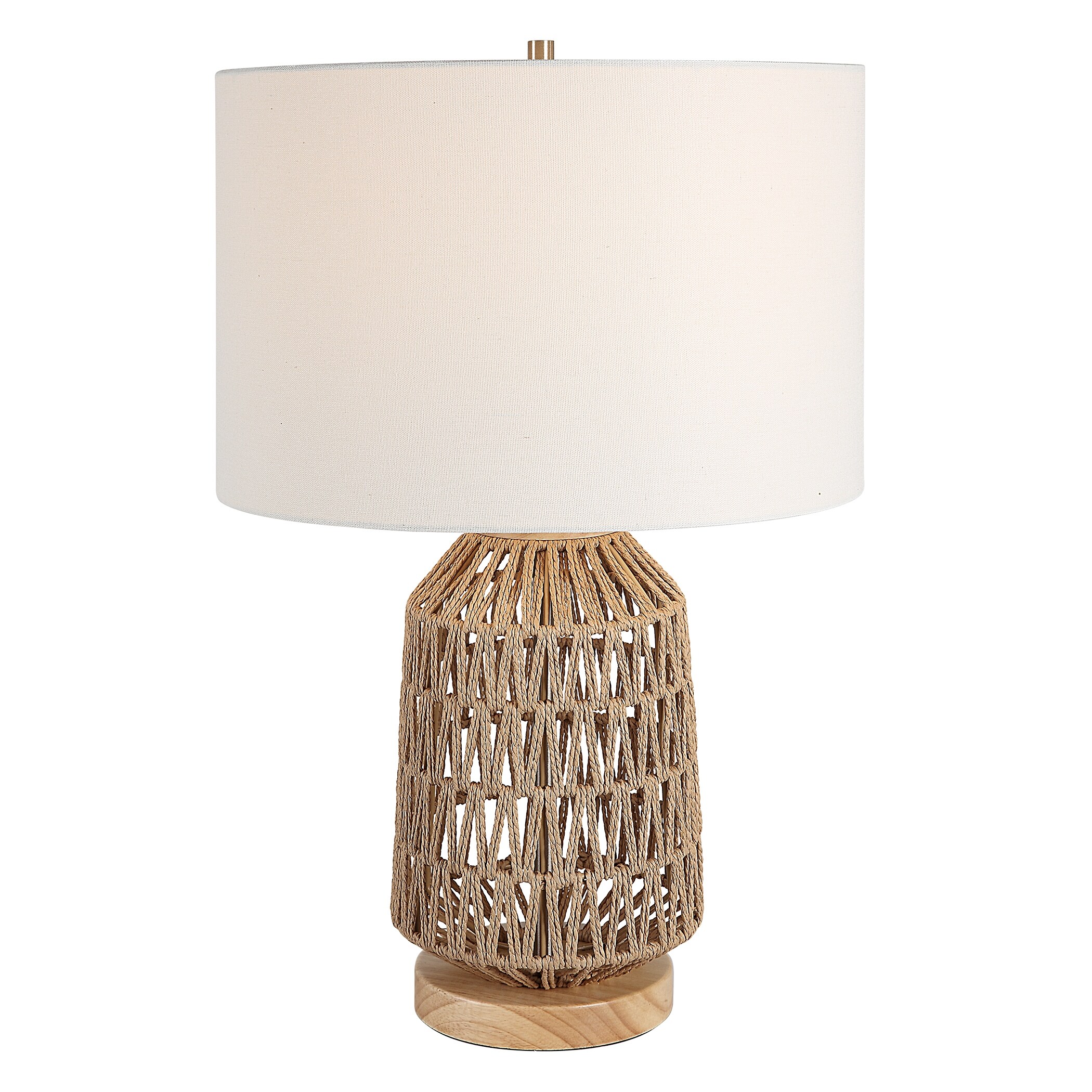The Gray Barn Woven Natural Rope and Light Oak Wood Table Lamp